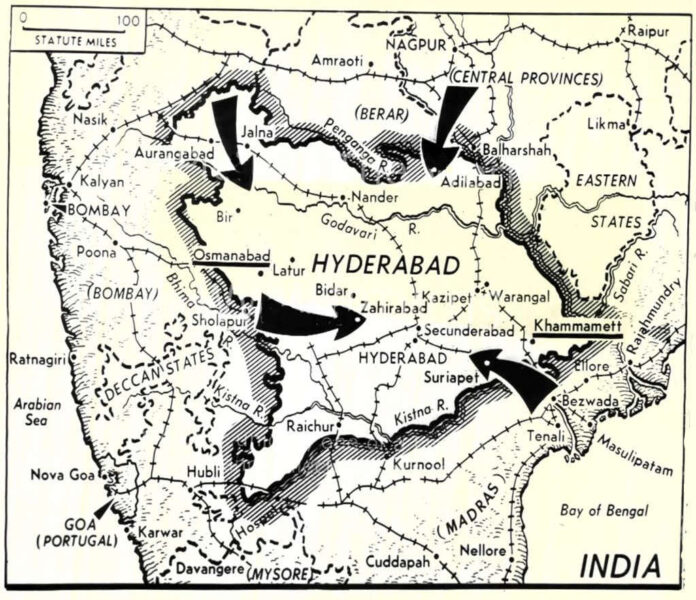 Operation_Polo_1948 Nexşeya Operation Polo 1948 - Dagirkirina Hayderabadê